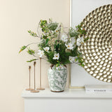 Green Wide-Mouth Waterproof Round Floral Ceramic Vase,7.1''