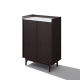 Modi Wenge Wood Storage Cabinet with Raised Sides, 29.5"
