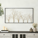 Modern Gold Metal Wall Art with Black Frame, 40''