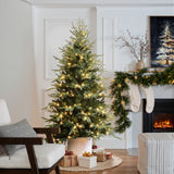 Pre-Lit Green Artificial Christmas Tree with Potted, 6.9Ft