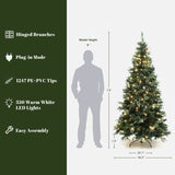 Pre-Lit Green Pine Christmas Tree with Stand,7.5Ft