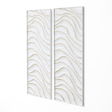 White Metal Wall Decor with Gold Wave Accents, Set of 2, 39.5'' H