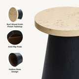 Black Side Table with Light Wood Finish Top, 19'' H