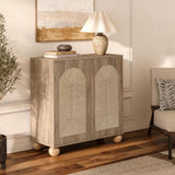 Boho Oak Accent Cabinet with Wood Ball Legs