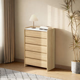 Modern Wood Storage Chest  with with Faux Marble Top,Oak