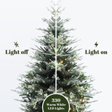 Pre-Lit Green Fir Christmas Tree with Metal Stand,7Ft