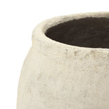 Cement Beige Round Plant Pot with Drainage Hole, 12'' Dia