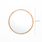 Scalloped wood frame round wall mirror