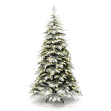 Pre-Lit Flocked Spruce Christmas Tree with Stand,6ft