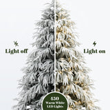 Pre-Lit Snowy Branches Christmas Tree with Stand,6.5Ft
