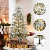 Pre-Lit Snowy Slim Artificial Cedar Christmas Tree, 7.5ft