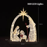 Lighted nativity and christmas tree, clear