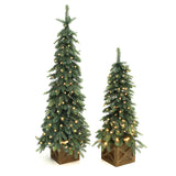 Green Downswept Christmas Tree with Potted,set of 2