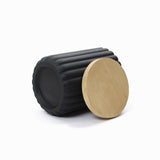 Black Fluted Round Patio Side Table with Lid & Built,19.7''