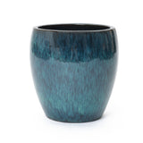 Blue Glazed Round Ceramic Planter Pot, Small Pots for Plants with Drainage Hole 12'' Dia