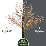 Pre-Lit Pink Baby's Breath Christmas Tree,5.2ft