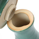 Green Outdoor Ceramic Birdbath with Peacock Feather Design, 20''