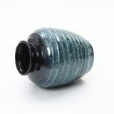 Rippled Blue with Brown Round Tall Ceramic Vase, 15.8"H