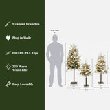 Pre-Lit Snowy Christmas Tree with Metal Base- Set of 3