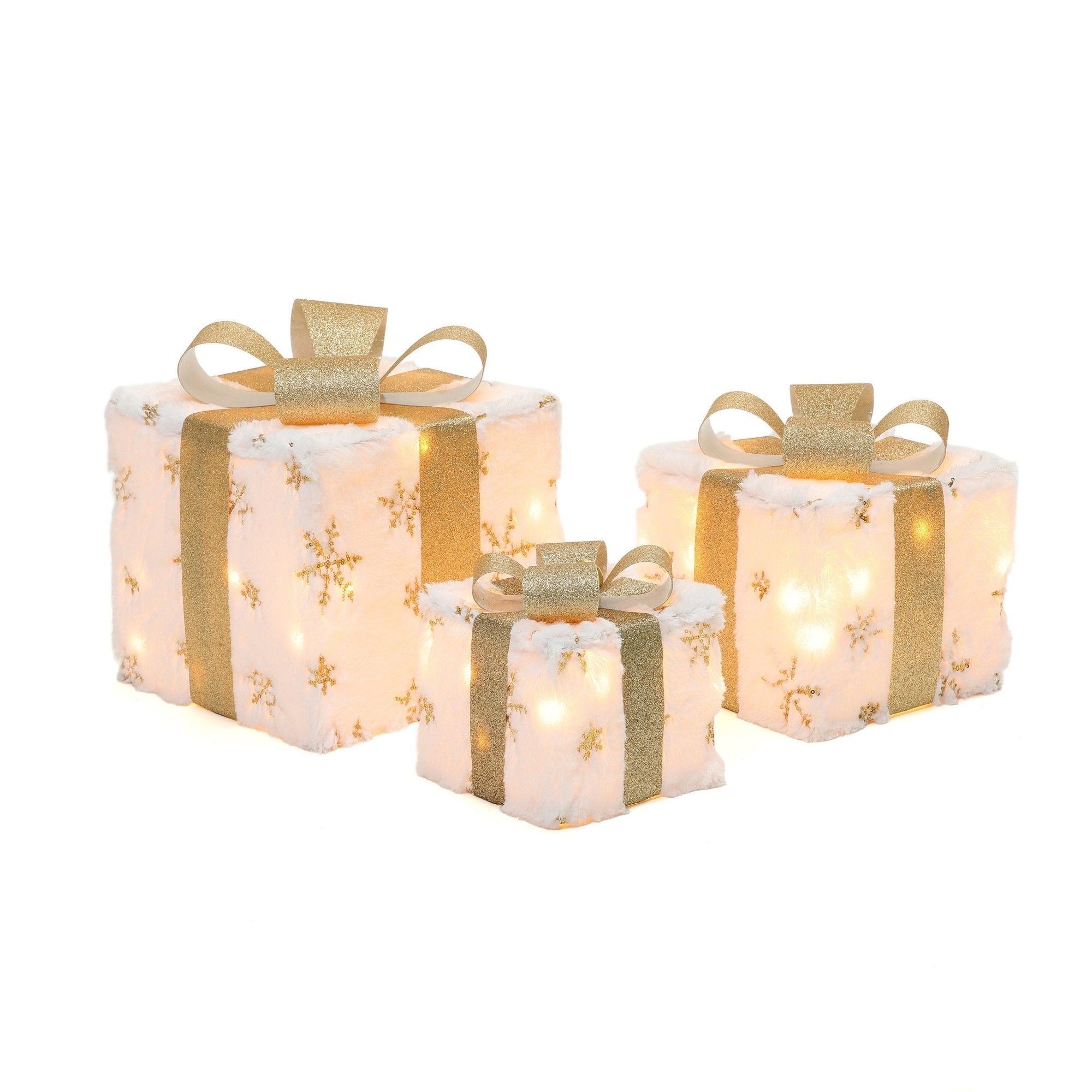 Snowflake-white-and-gold-giftbox-set-of-3-with-led-lights