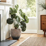 Old-World Antiqued Brown Round Cement Vase,13.6''