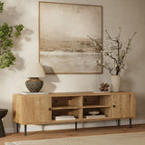 Mira Modern Oak TV Stand with Open Center Storage for TVs up to 75''