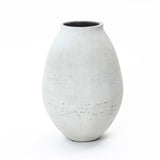 Oval Antique White Vase, 12.8'' H