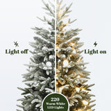 Pre-Lit Snowy Christmas Tree with Metal Base- Set of 3