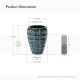 Tall Ceramic Planter Pot for Indoor Outdoor Plants with Drainage Hole, Blue 14''
