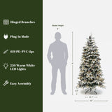 Pre-Lit Flocked Artificial Pine Christmas Tree, 6ft