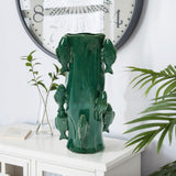 Marine green ceramic fish tall vase, 15.6"