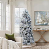 Pre-Lit Artificial Branches Snowy Christmas Tree, 6ft