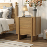 Mid-Century Modern Wood Storage Nightstand,Oak 23.6''