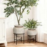 Distressed Large Planters for Indoor Plants with Stand, 17.5" Dia