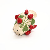 Ivory ceramic vase with strawberries, 11" h