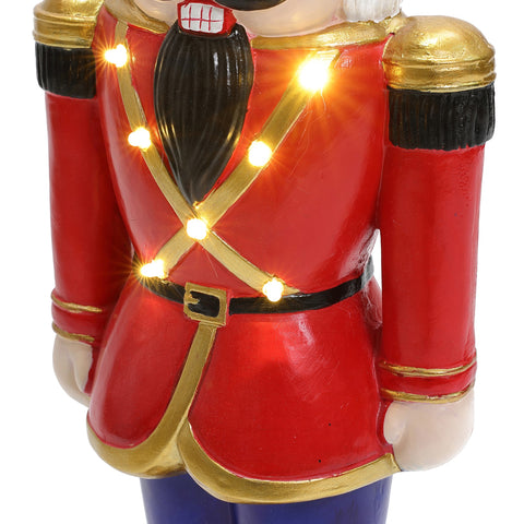 Traditional nutcracker soldier in red with lights, 2ft tall