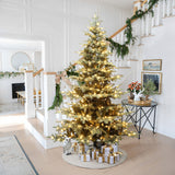 Pre-Lit Gold Christmas Tree with Stand,7ft
