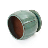 Jade Green Large Round Ceramic Planter with Attached Saucer, Glazed Indoor Outdoor Planter Pot 11.4'' Dia