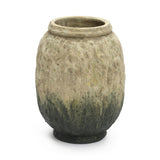 Rustic Brown & Green Bottom Round Terracotta Vase,10''