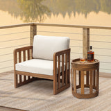Acacia Wood Outdoor Side Table with Removable Tray Top, 22.4'' H