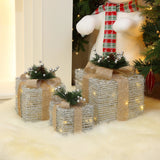 Christmas Silver Tinsel Lights Gift Boxes  - Set of  3