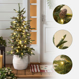 Pre-Lit Green Artificial Pine Christmas Trees ,4ft
