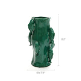 Marine green ceramic fish tall vase, 12.2"