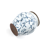 Blue Wide-Mouth Waterproof Round Floral Ceramic Vase,9.4''