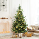 Pre-Lit Upswept Pine Christmas Tree with Metal Stand,7ft