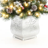 Pre-Lit Pine Christmas Tree with Snowflake Potted,5Ft