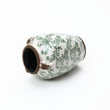 Green Wide-Mouth Waterproof Round Floral Ceramic Vase,7.1''