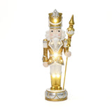 Christmas Soldier Nutcracker in Silver & Gold with Lights, 2 ft