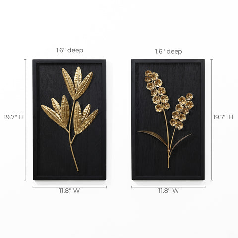 Flower bouquet modern wall decor, set of 2