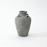 Rustic Antiqued Gray Round Terracotta Urn Vase,15''